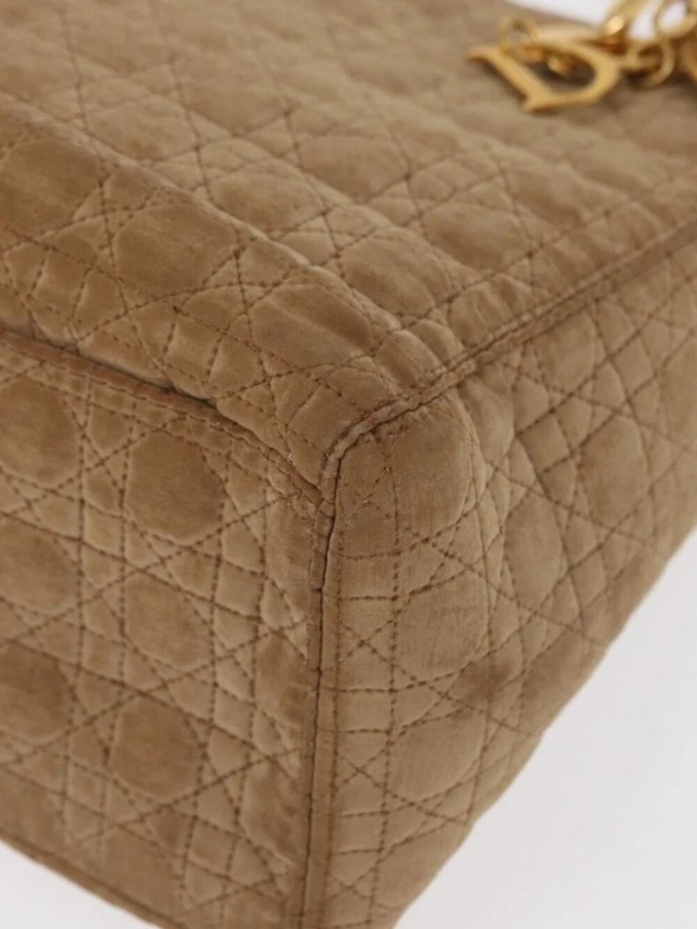 Christian Dior Lady Dior Canage Hand Bag Nylon Beige Gold - Picture 11 of 16